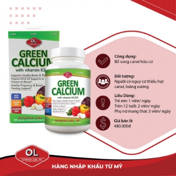 Ảnh của [HÀNG NHẬP KHẨU] Viên uống Green Calcium Olympian Labs 100 Viên Bổ Sung Canxi Hữu Cơ Cho Mẹ Bầu