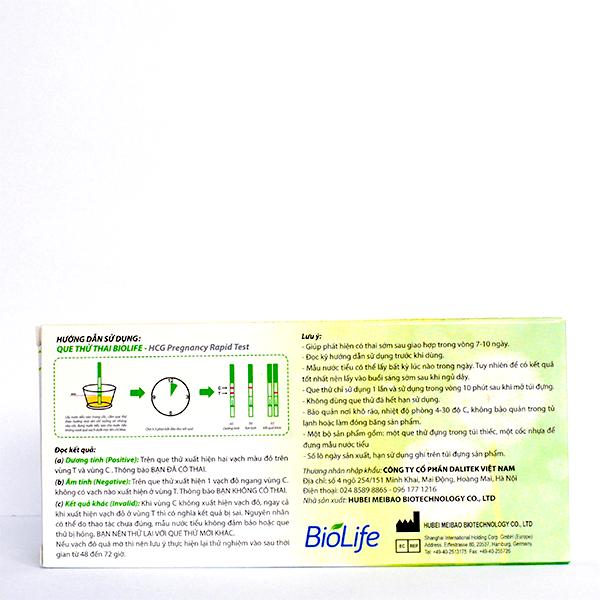 Ảnh của Que thử thai Biolife HCG Pregnancy Rapid Test bản 4mm