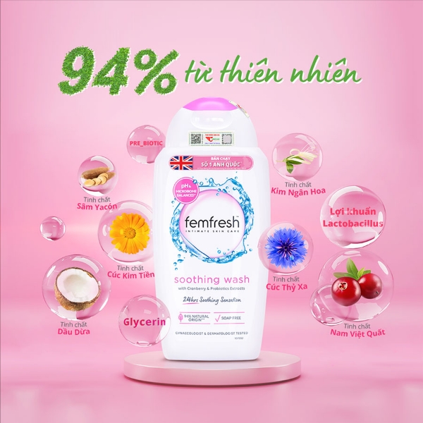 Ảnh của Dung dịch vệ sinh phụ nữ Femfresh Soothing Wash 250ml ( màu hồng )