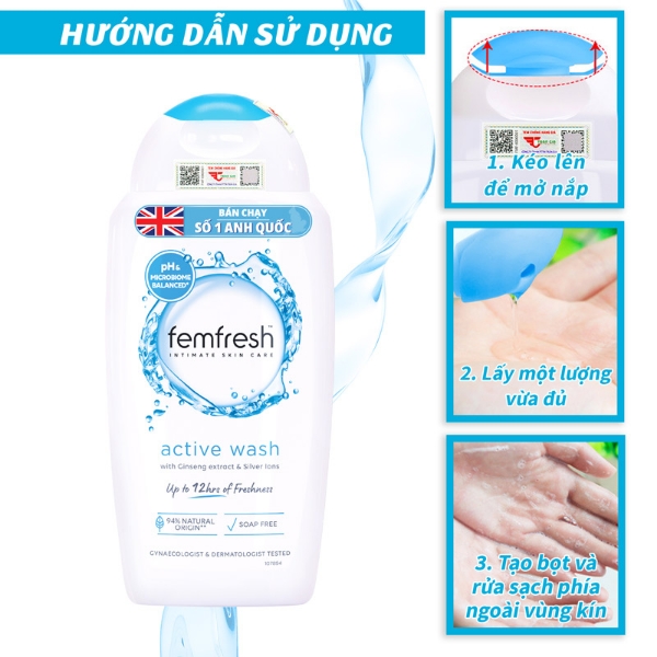 Ảnh của Dung dịch vệ sinh phụ nữ cao cấp năng động Femfresh Active Wash 250ml ( màu xanh )