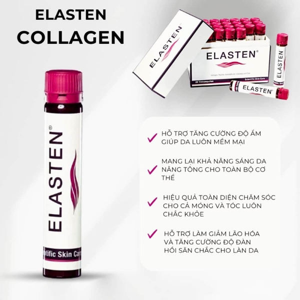 Ảnh của [HÀNG NHẬP KHẨU] Collagen thủy phân Elasten Hỗ Trợ Da Đàn Hồi Mịn Màng từ Đức Hộp 28 lọ