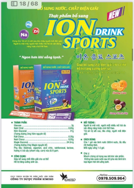 Ảnh của Oresol Ion Drink dạng gói giúp bù nước và điện giải ( 3 vị cam, chanh và chanh dây) Hộp 20 gói