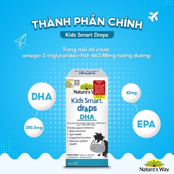 Ảnh của [HÀNG NHẬP KHẨU] Kids Smart Drops DHA 20ml Nature's Way Cho Trẻ Sơ Sinh