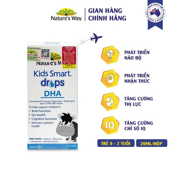 Ảnh của [HÀNG NHẬP KHẨU] Kids Smart Drops DHA 20ml Nature's Way Cho Trẻ Sơ Sinh