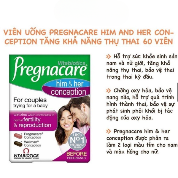 Ảnh của [HÀNG NHẬP KHẨU] Viên uống tăng khả năng thụ thai Pregnacare Him& Her Conception