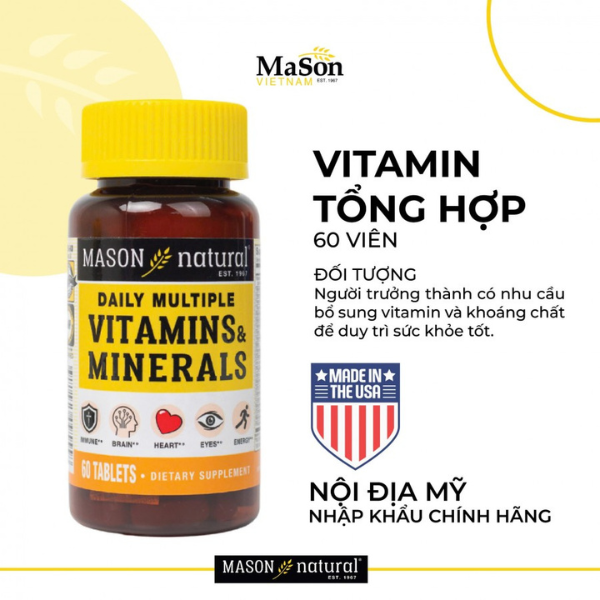 Ảnh của Mason Natural Daily Multiple Vitamins khoáng chất sức khỏe (Lọ 60 viên)