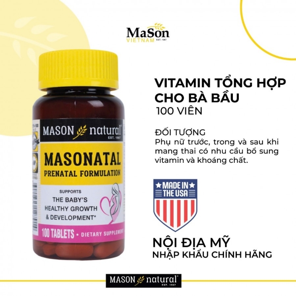 Ảnh của [HÀNG NHẬP KHẨU] Mason Natural Masonatal Prenatal Formulation vitamin bà bầu (100 viên)