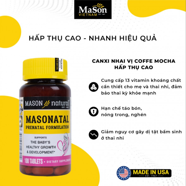 Ảnh của [HÀNG NHẬP KHẨU] Mason Natural Masonatal Prenatal Formulation vitamin bà bầu (100 viên)