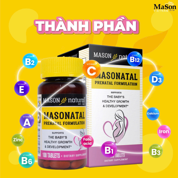 Ảnh của [HÀNG NHẬP KHẨU] Mason Natural Masonatal Prenatal Formulation vitamin bà bầu (100 viên)