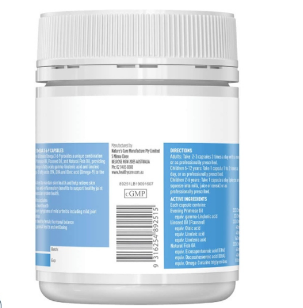 Ảnh của [HÀNG NHẬP KHẨU] Viên uống Healthy Care Ultimate Omega 3-6-9 hỗ trợ tim mạch và thị lực (200 viên)