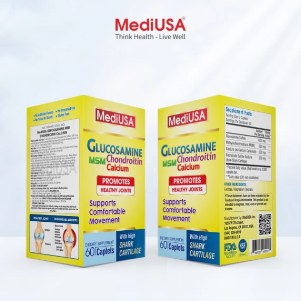 Ảnh của Viên uống bổ xương khớp GLUCOSAMINE MSM CHONDROITIN COMPLEX - lọ 60viên