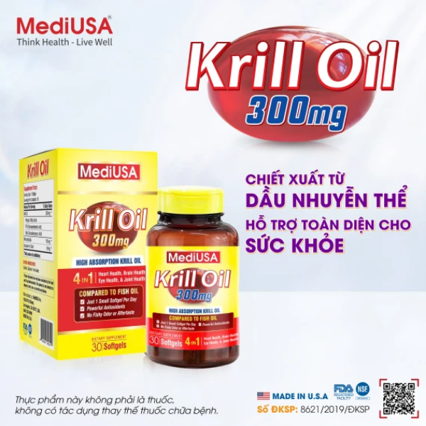 Ảnh của Viên uống dầu nhuyễn thể giàu omega 3 - KRILL OIL (lọ 30 viên)