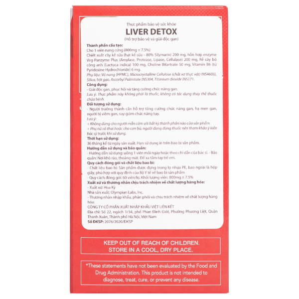 Ảnh của [HÀNG NHẬP KHẨU] Viên uống Olympian Labs Liver Detox giải độc gan (60 viên)