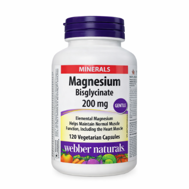Ảnh của [HÀNG NHẬP KHẨU] Viên uống Webber Naturals Magnesium Bisglycinate 200mg - Hỗ Trợ Xương Răng Lọ 120v