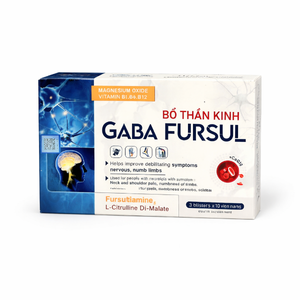 Ảnh của Bổ thần kinh Gaba Fursul hộp 30 viên hỗ trợ tê bì đau nhức
