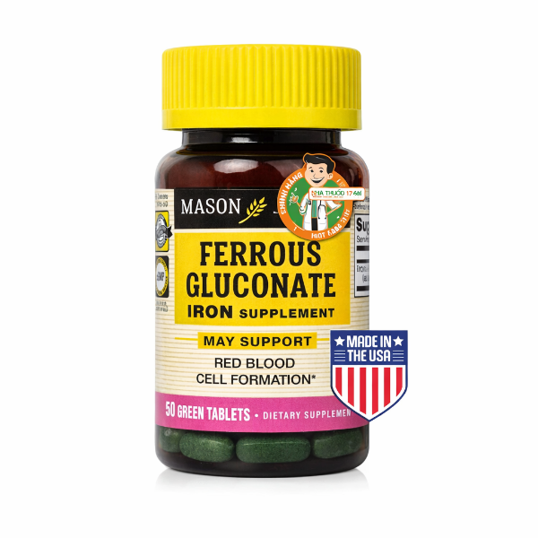 Ảnh của [HÀNG NHẬP KHẨU] Viên uống Mason Natural Ferrous Gluconate sắt hữu cơ cho bà bầu (50 viên)