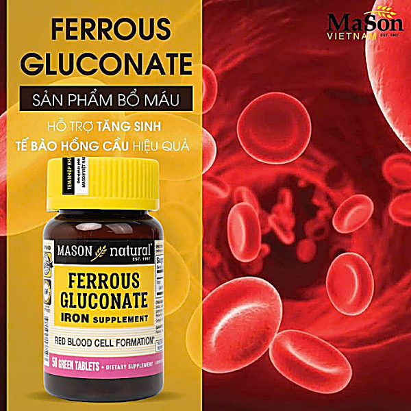 Ảnh của [HÀNG NHẬP KHẨU] Viên uống Mason Natural Ferrous Gluconate sắt hữu cơ cho bà bầu (50 viên)