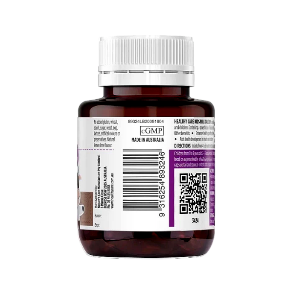 Ảnh của Viên uống Canxi sữa Healthy care Milk Calcium cho bé Lọ 60 viên