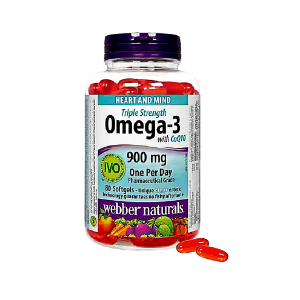 [HÀNG NHẬP KHẨU] Viên uống Omega 3 + CoQ10  WEBBER NATURALS Hỗ trợ tim mạch Lọ 80 viên