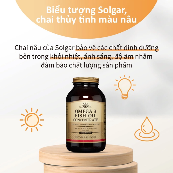Ảnh của [HÀNG NHẬP KHẨU] Viên dầu cá Solgar Omega 3 Fish Oil hỗ trợ giảm mỡ máu, tốt cho mắt và não bộ (Chai 120 Viên)
